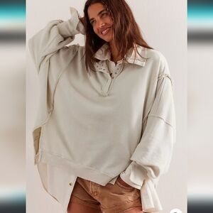 Free People We The Free Camden Henley Sweatshirt - GREY OPAL — MED